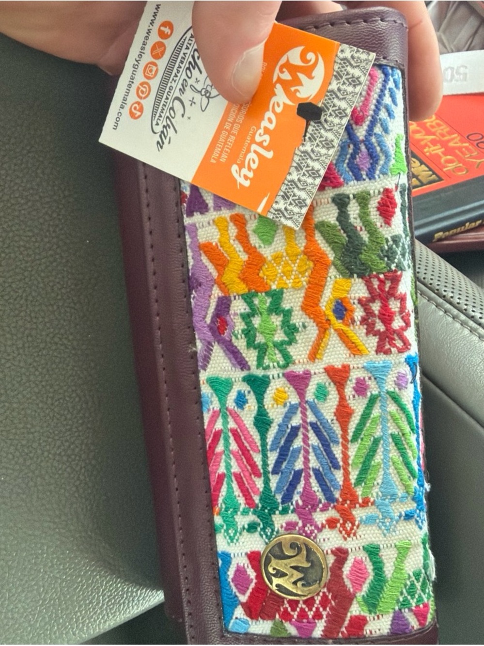 Weasley Hand Stitched Multicolor Embroidered Boho Wallet with Decorative Button